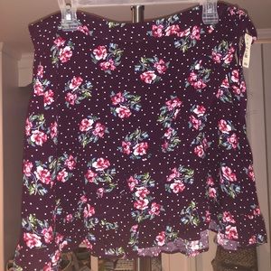 Maroon floral wrap skirt